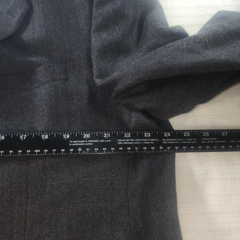 Ralph Lauren Mens 48R Charcoal Grey Herringbone Pure New Wool Sport Coat Blazer